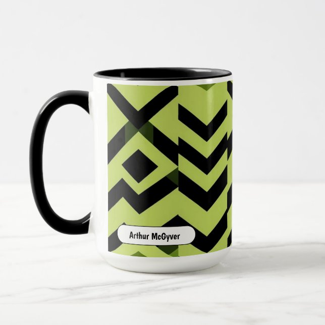 Black White Wasabi Geometric Sharp Art Tasse (Links)