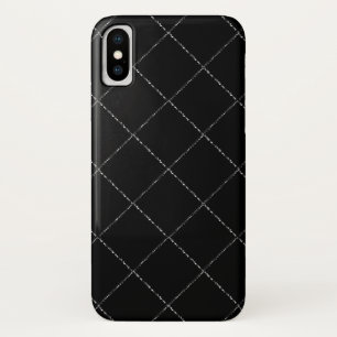 Black White Wavy Diamond Check iPhone X Coque