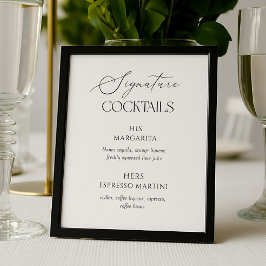 Black & White Wedding Signature Cocktails Poster