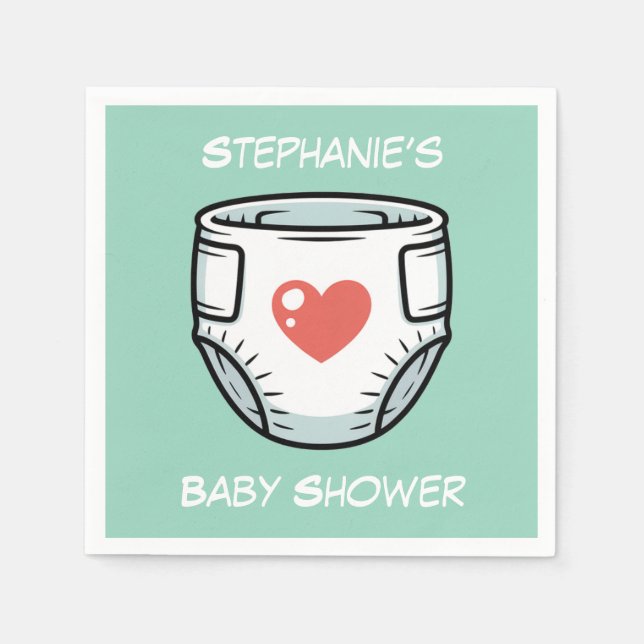 Black & White with a Red Heart Baby Diaper Serviette (Vorderseite)