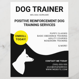 Black & White With Yellow Dog Design - Dog Trainer Flyer