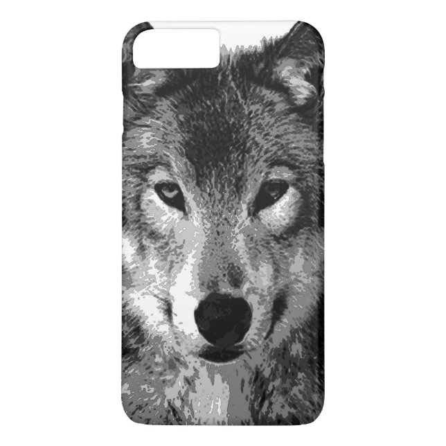 Black & White Wolf Eyes iPhone 7 Plus Fall Case-Mate iPhone Hülle (Rückseite)