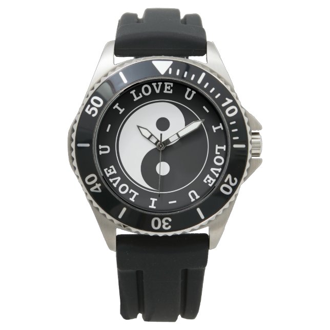Black & White - Yin & Yang I Liebe Sie Armbanduhr (Vorderseite)