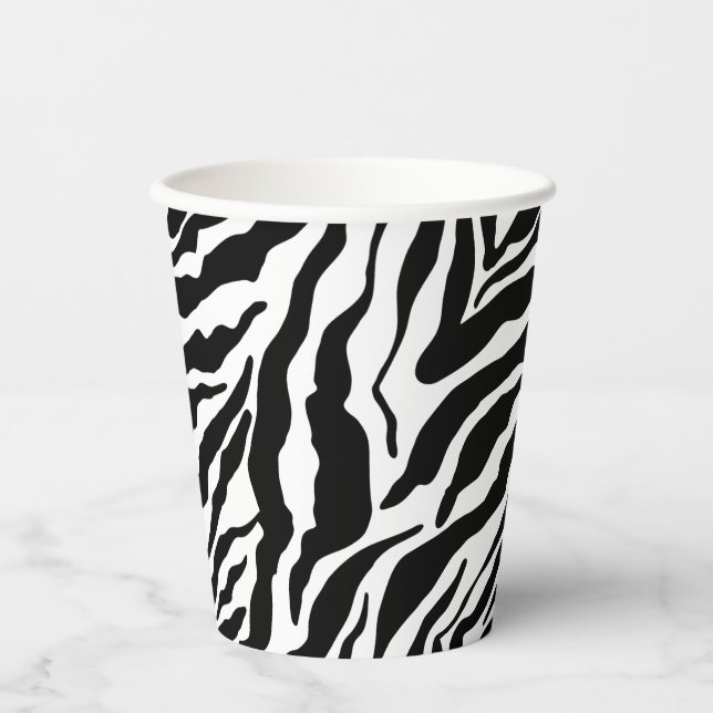 Black& White Zebra Stripes Safari Animal Print  Pappbecher (Vorderseite)