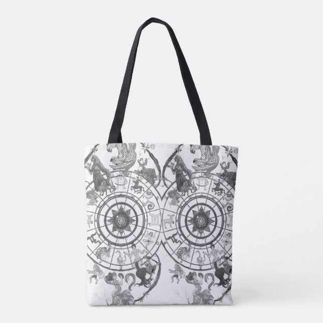 Black + White Zodiac Astrological Signs on a Tasche (Rückseite)