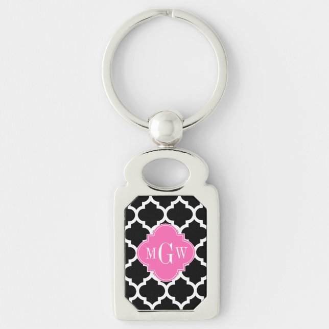 Black Whmarokkanisch #5 Hot Pink #2 Name Monogram Schlüsselanhänger (Vorderseite)
