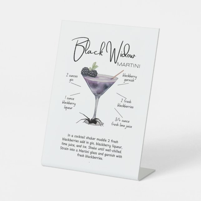 Black Widow Martini Cocktail Sockelschild (Vorderseite)