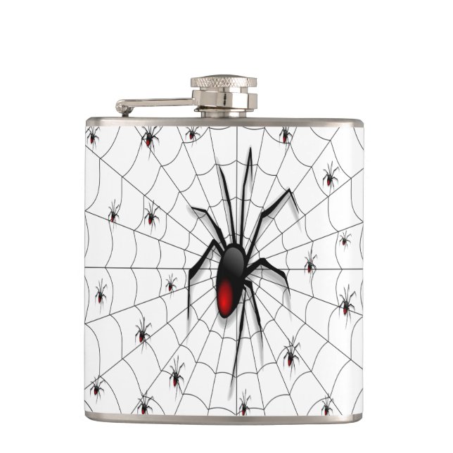 Black Widow Spider and Babies - Flachmann (Vorderseite)
