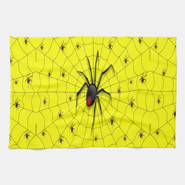 Black Widow Spider and Babies - Handtuch (Horizontal)