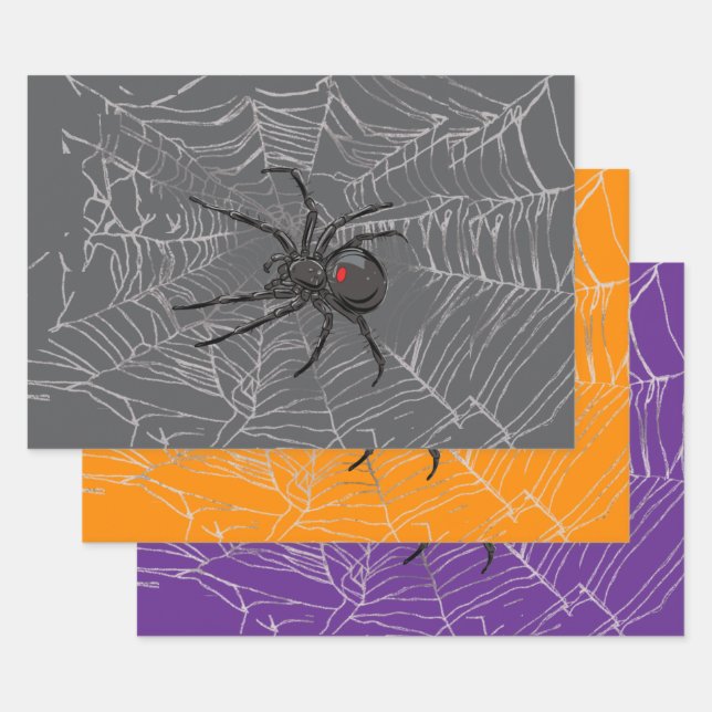 Black Widow Spider And Spiderweb Drawing Art Geschenkpapier Set (Set)