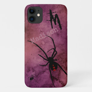 Black Widow Spider Gothic Halloween Monogram Name Case-Mate iPhone Hülle