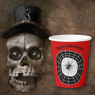 Black Widow Spider Happy Halloween Party Pappbecher