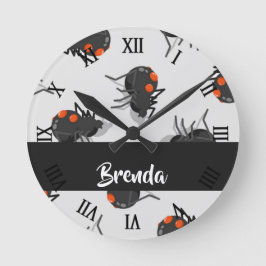 Black widow spider pattern runde wanduhr