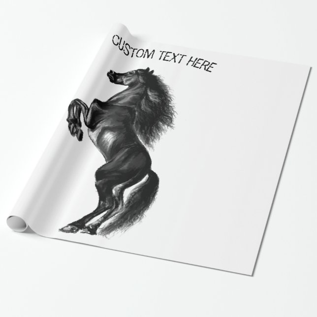 Black Wild Horing Paper mit benutzerdefiniertem Te Geschenkpapier (Ungerollt)