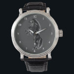 Black Wild Horse Watch Armbanduhr<br><div class="desc">Schwarz-Wildpferde-Uhren - MIGNED-Malerei</div>