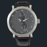 Black Wild Horse Watch Armbanduhr<br><div class="desc">Schwarz-Wildpferde-Uhren - MIGNED-Malerei</div>