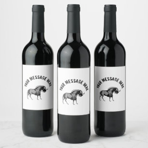 Black Wildebeest Simple Illustration Weinetikett