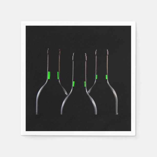 Black Wine Flasche Standard Cocktail Papier Napkin Serviette (Vorderseite)