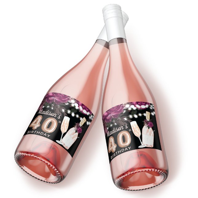 Black Wine Luxury 40. Geburtstag Personalisiert (Von Creator hochgeladen)