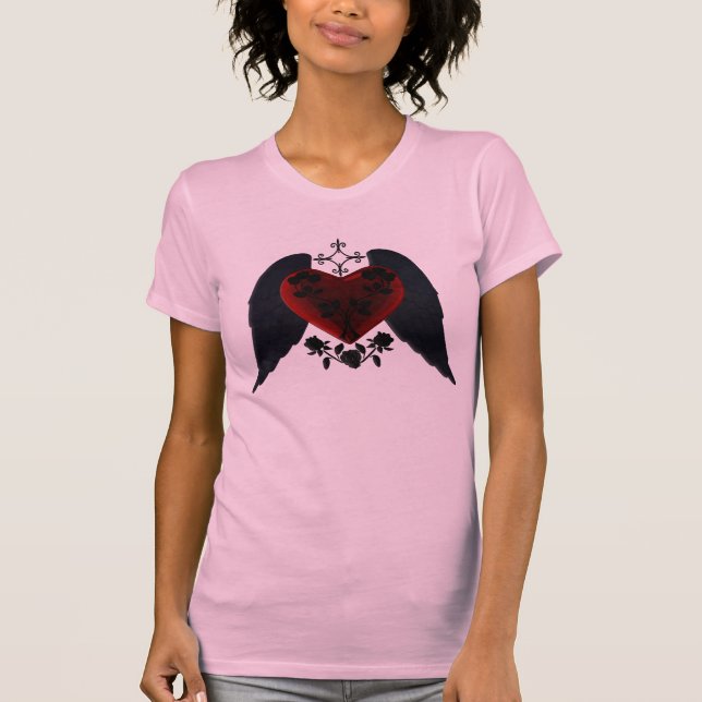 Black Winged Goth Heart Shirt (Vorderseite)