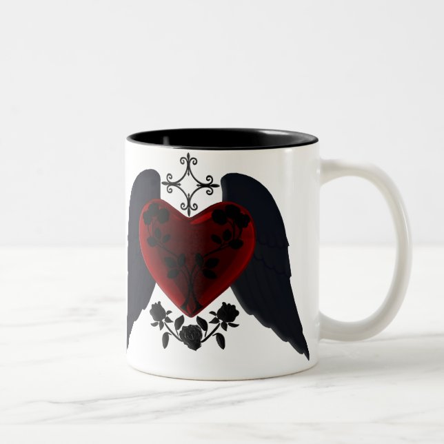 Black Winged Goth Heart Tasse (Rechts)