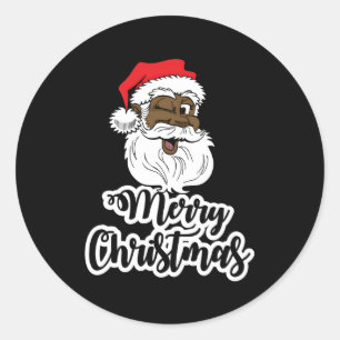 Black Winking Santa Merry Runder Aufkleber