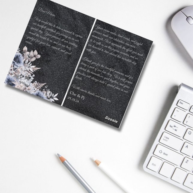 Black Winter Wedding Dankeschön Card Postkarte (Von Creator hochgeladen)