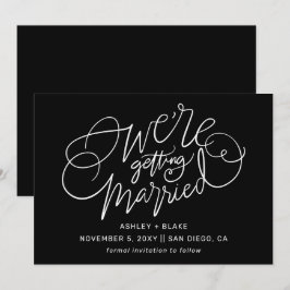 Black Wir heiraten Simple Calligraphy Save The Date