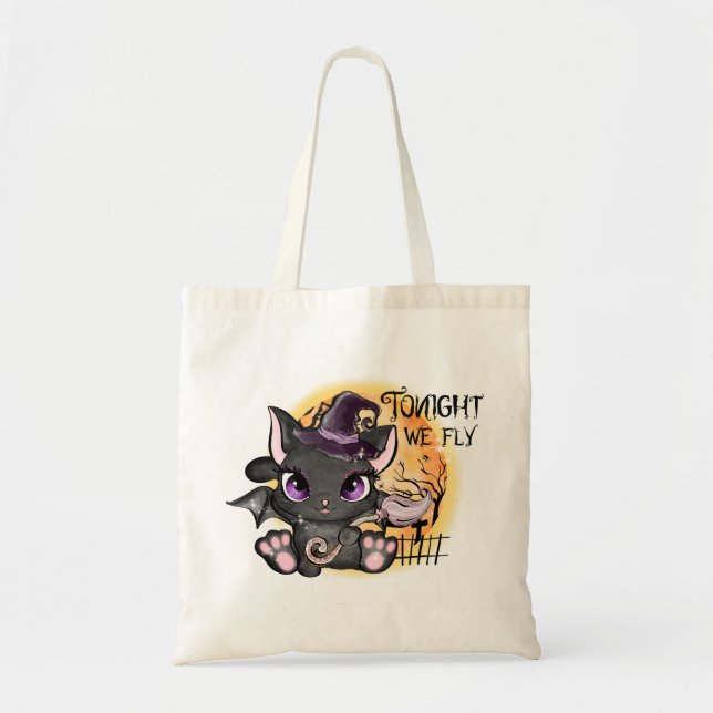 Black Witch Cat | Halloween Cat Tragetasche (Vorne)