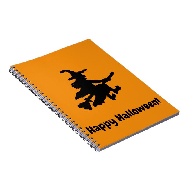 Black Witch on Orange - Happy Halloween  Notizblock (Rechte Seite)