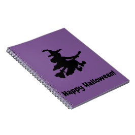 Black Witch on Purple - Happy Halloween Notizblock