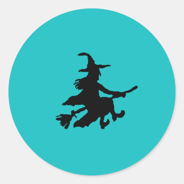 Black witch on Teal Runder Aufkleber (Vorderseite)