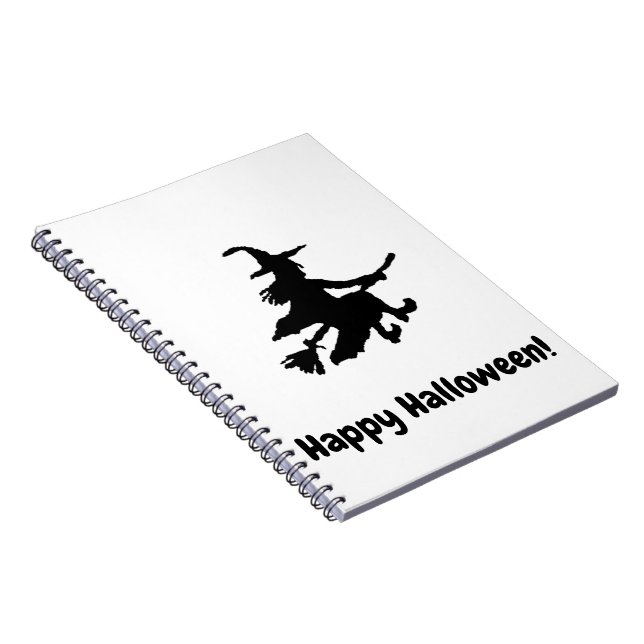 Black Witch on White - Happy Halloween  Notizblock (Rechte Seite)