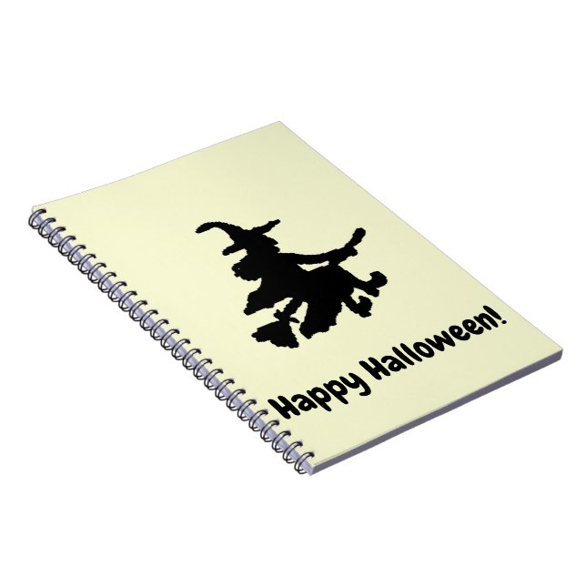 Black Witch on Yellow - Happy Halloween  Notizblock (Rechte Seite)