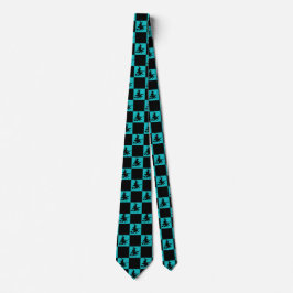 Black Witches Black & Teal Checkered Krawatte