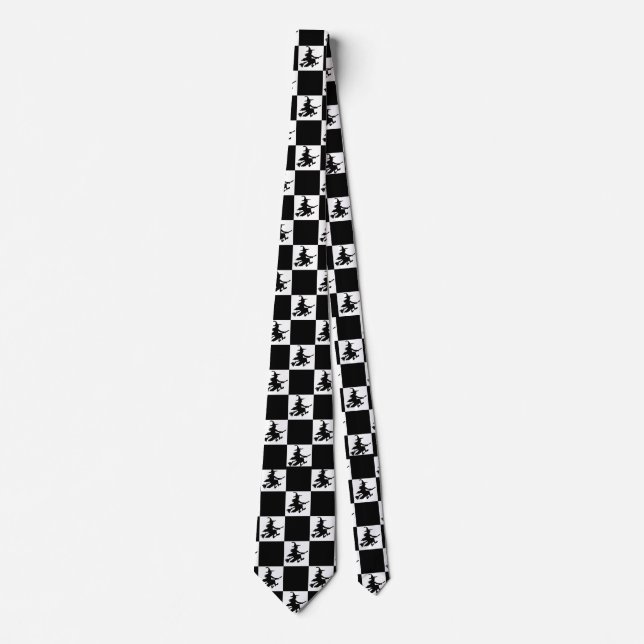Black Witches Black & White Checkered Krawatte (Vorderseite)
