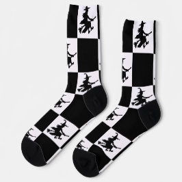 Black Witches Black & White Checkered Socken