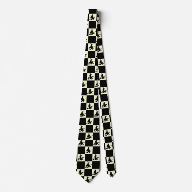 Black Witches Black & Yellow Checkered Krawatte (Vorderseite)