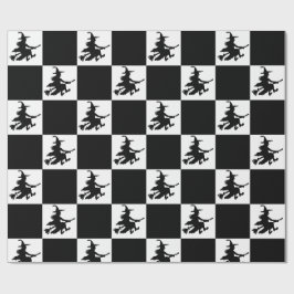 Black Witches Checkered Wrapping Paper Geschenkpapier