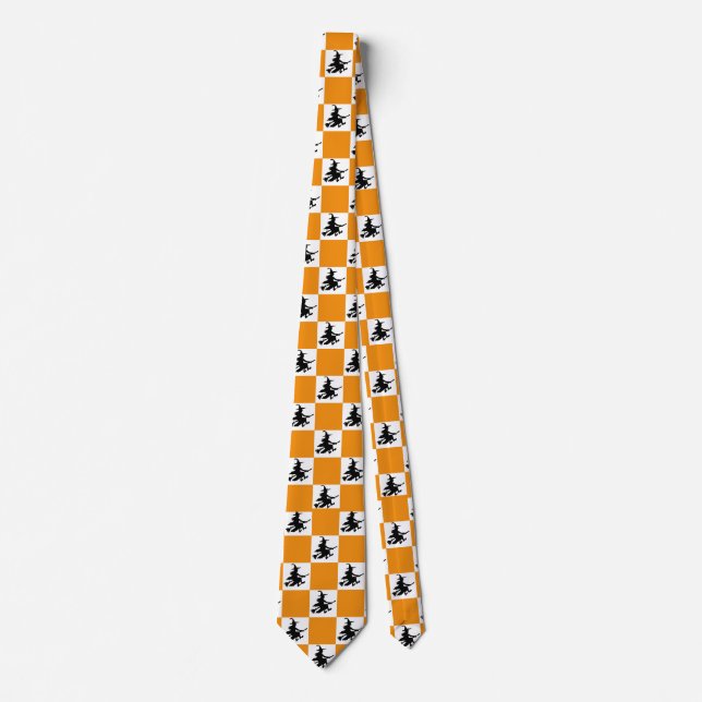 Black Witches Orange & White Checkered Krawatte (Vorderseite)