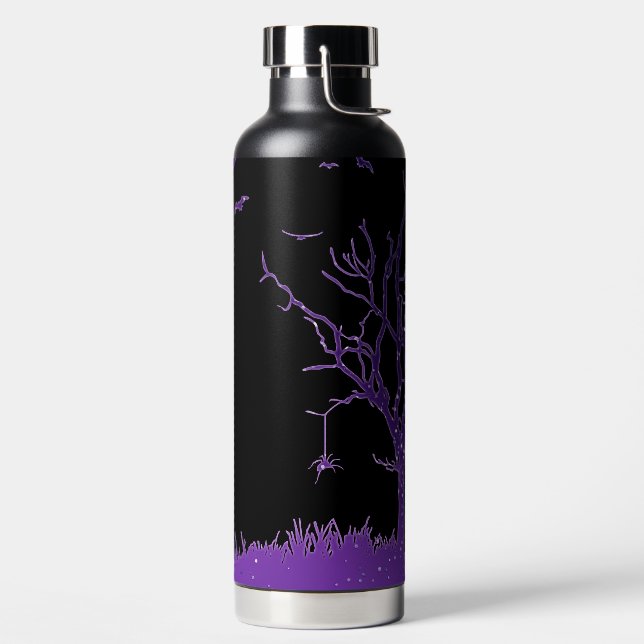 BLACK WITH DARK PURPLE HALLOWEEN TREE SPIDERS  TRINKFLASCHE (links)
