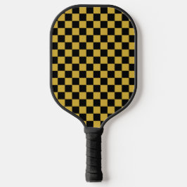 Black with Metallic Gold Square Pattern Pickleball Schläger