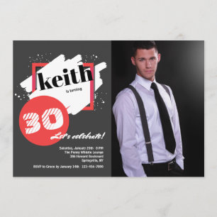 Black With Red Details Invitation photo horizontal