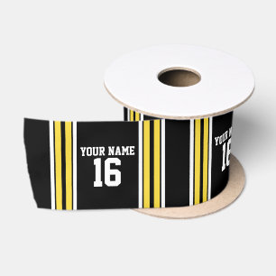 Black with Yellow White Stripes Team Jersey Satinband