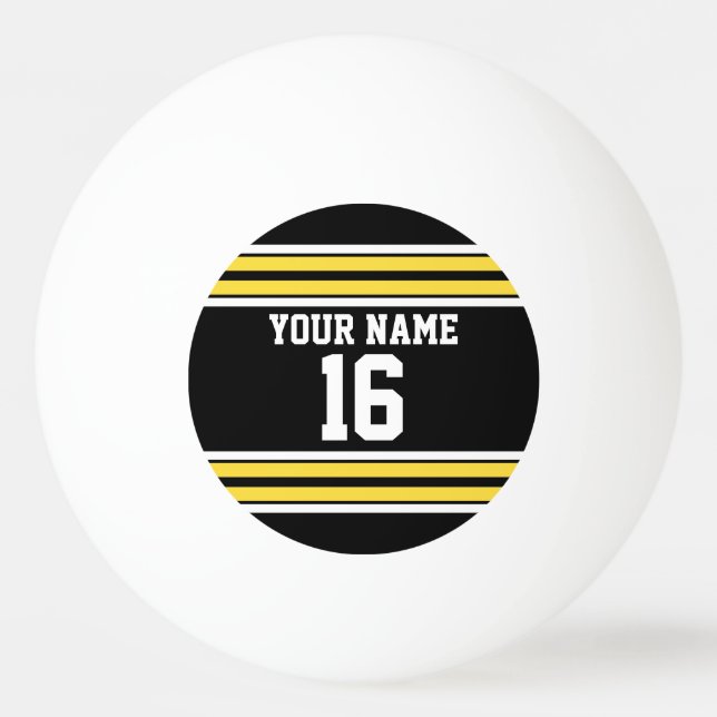 Black with Yellow White Stripes Team Jersey Tischtennisball (Vorderseite)