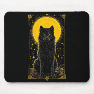 Black Wolf Golden Moon Grafik T-Shirt – Wildlife T Mousepad