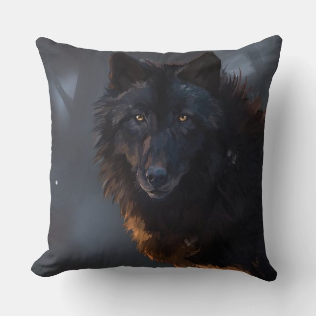 Black Wolf Kissen (Vorderseite)