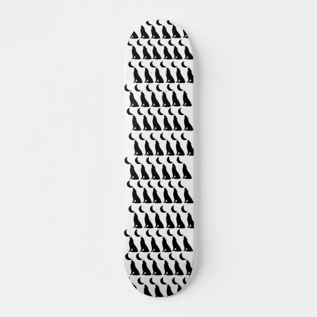 Black Wolf Mond Skateboard-Geschenk für Teenager-J Skateboard (Vorne)