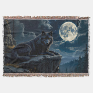 Black Wolf Throw Blanket Decke