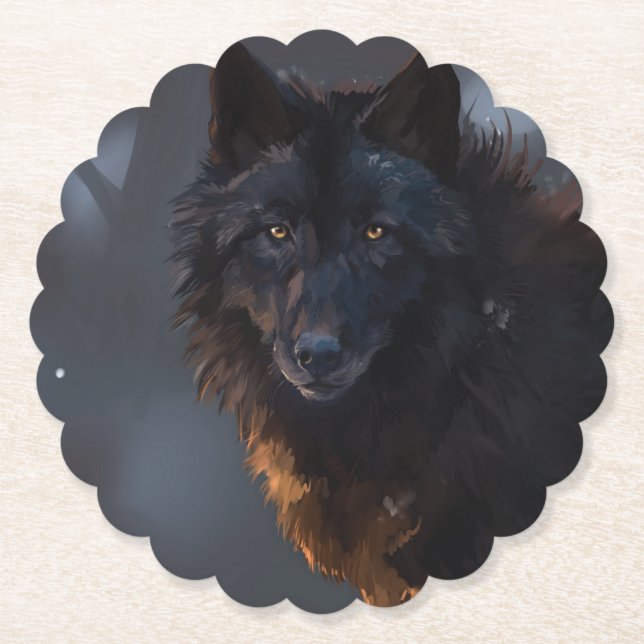 Black Wolf Untersetzer (Vorderseite)
